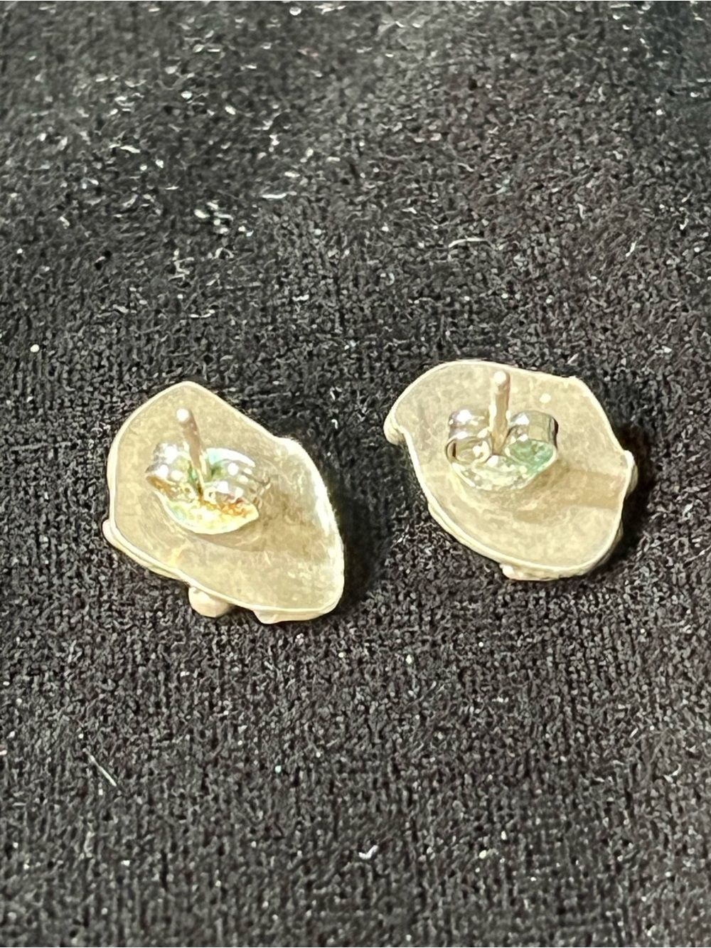 Vintage Navajo Sterling Silver Turquoise Leaf Post Earrings Estate 1752 - Picture 4 of 6